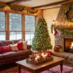 Sala acogedora y festiva con adornos navideños