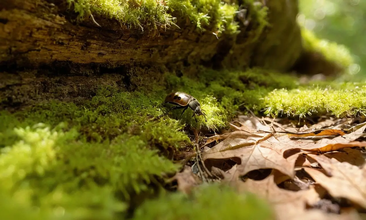 Madera envejecida con insectos en un bosque