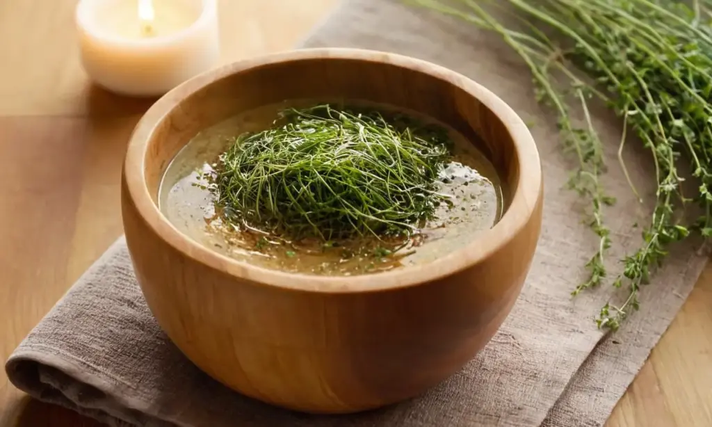 Textura de cabello seco con aceites naturales