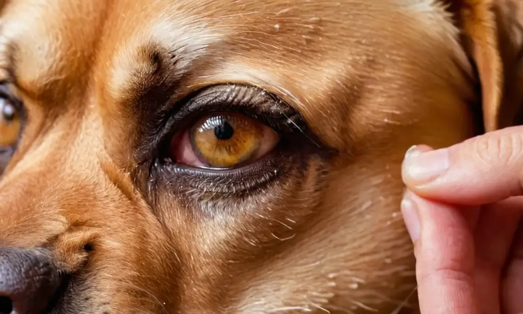 Ojo de perro con atención y ternura