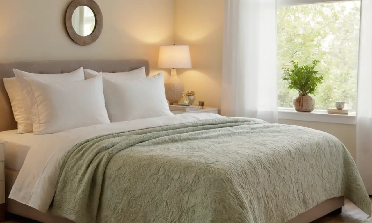 Escena de dormitorio serena y acogedora