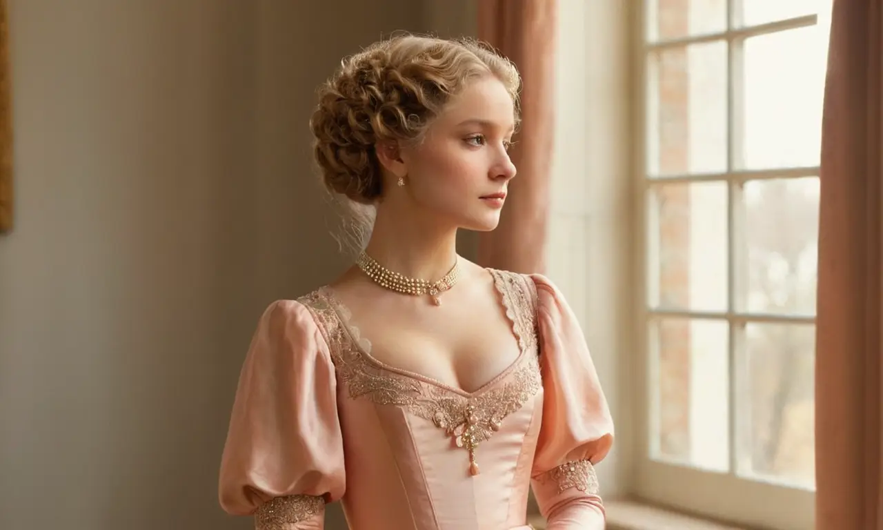 Mujer joven en elegante entorno clásico