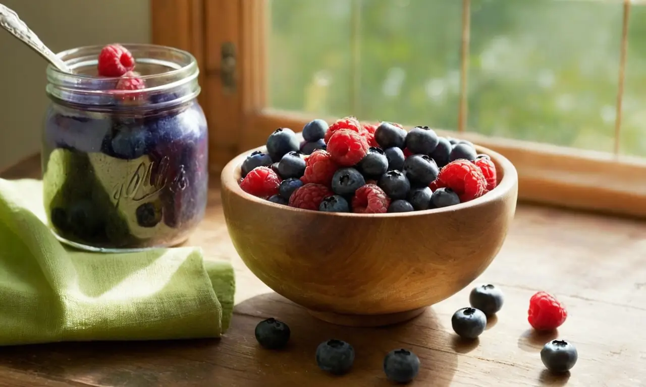 Frutas frescas en un cálido entorno acogedor