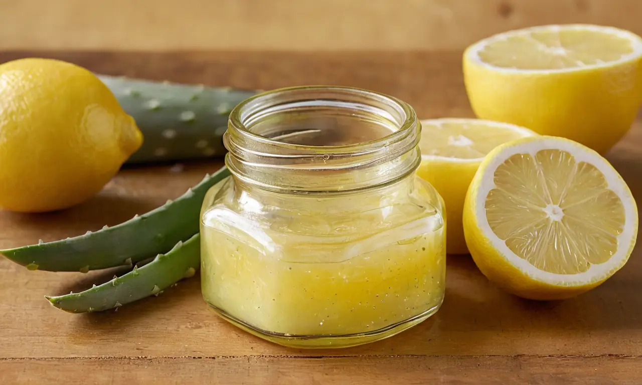 Tarro elegante con gel de aloe y limón