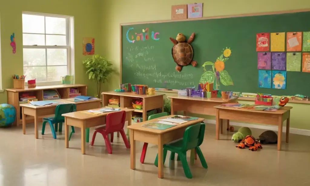 Aula vibrante y acogedora llena de creatividad