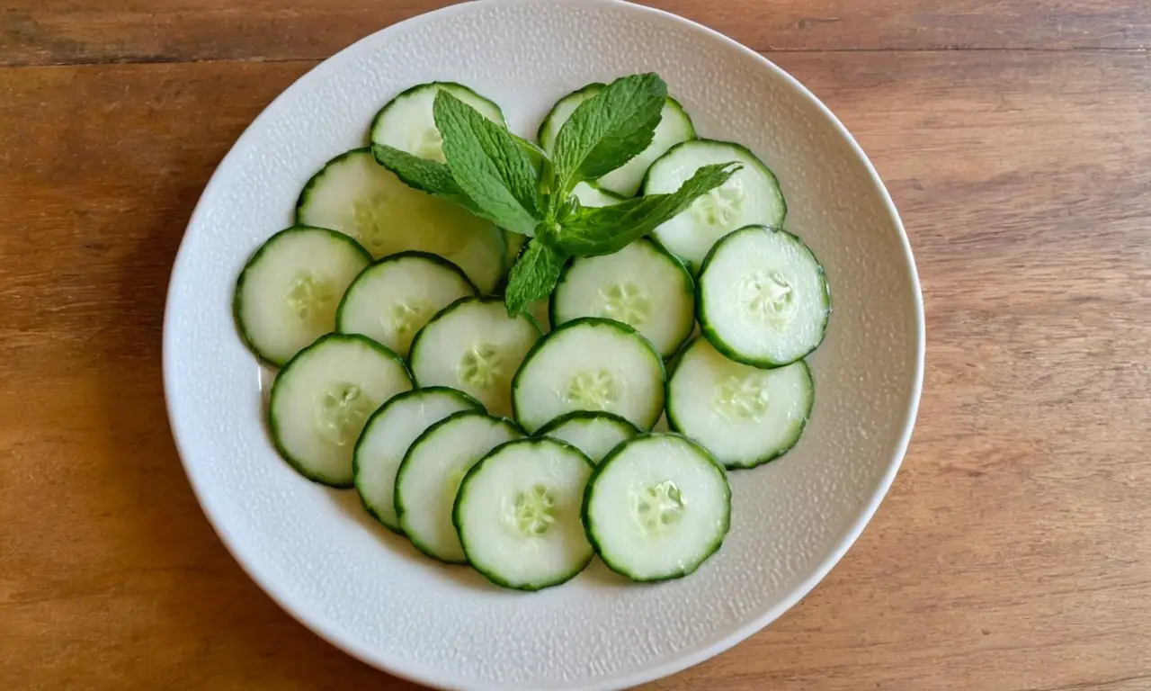 Rodajas de pepino frescas con hierbas