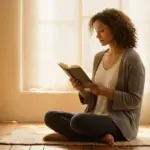 Mujer reflexionando en un ambiente acogedor