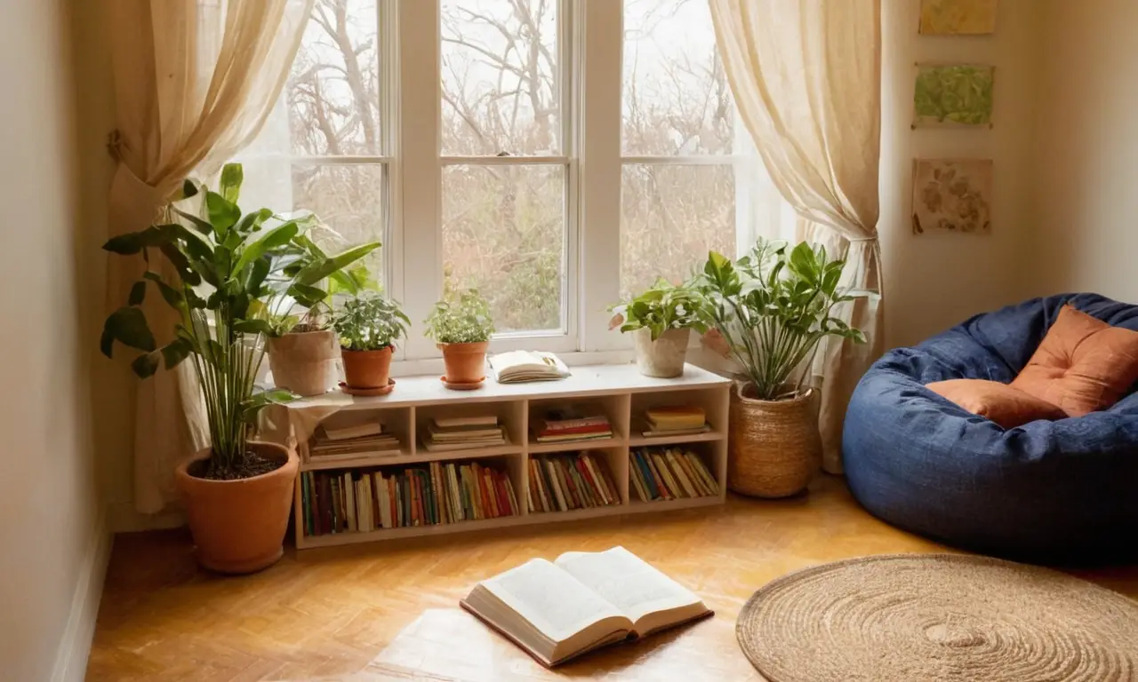 Habitación acogedora que inspira creatividad y calma