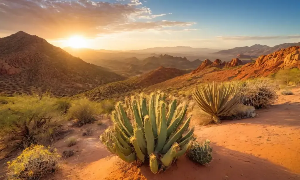 Paisaje desértico vibrante con biodiversidad cautivadora