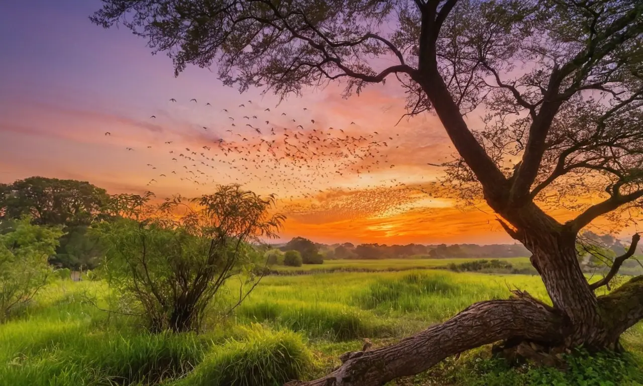 Atardecer vibrante muestra naturaleza en acción