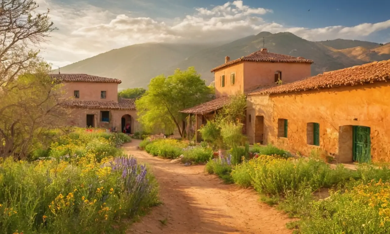 Paisaje vibrante que captura esencia comunitaria