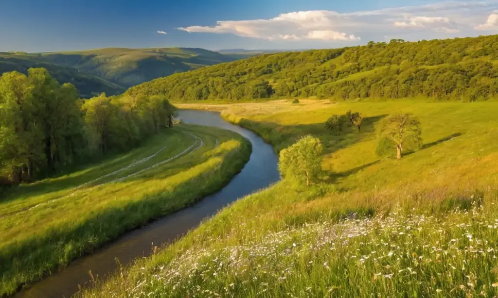 Naturaleza vibrante con luz y vida