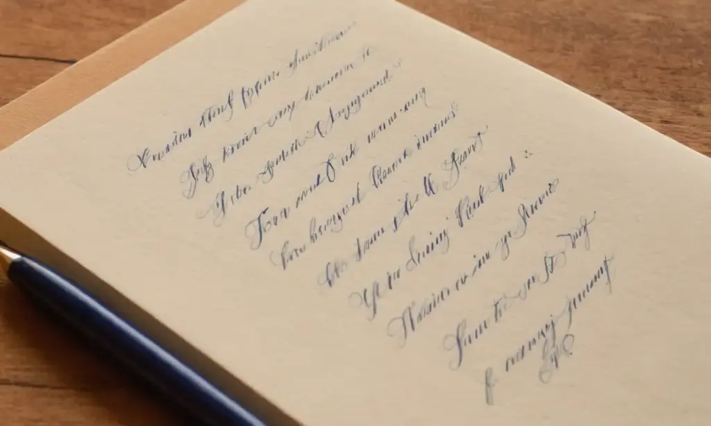 Nota manuscrita elegante sobre papel blanco