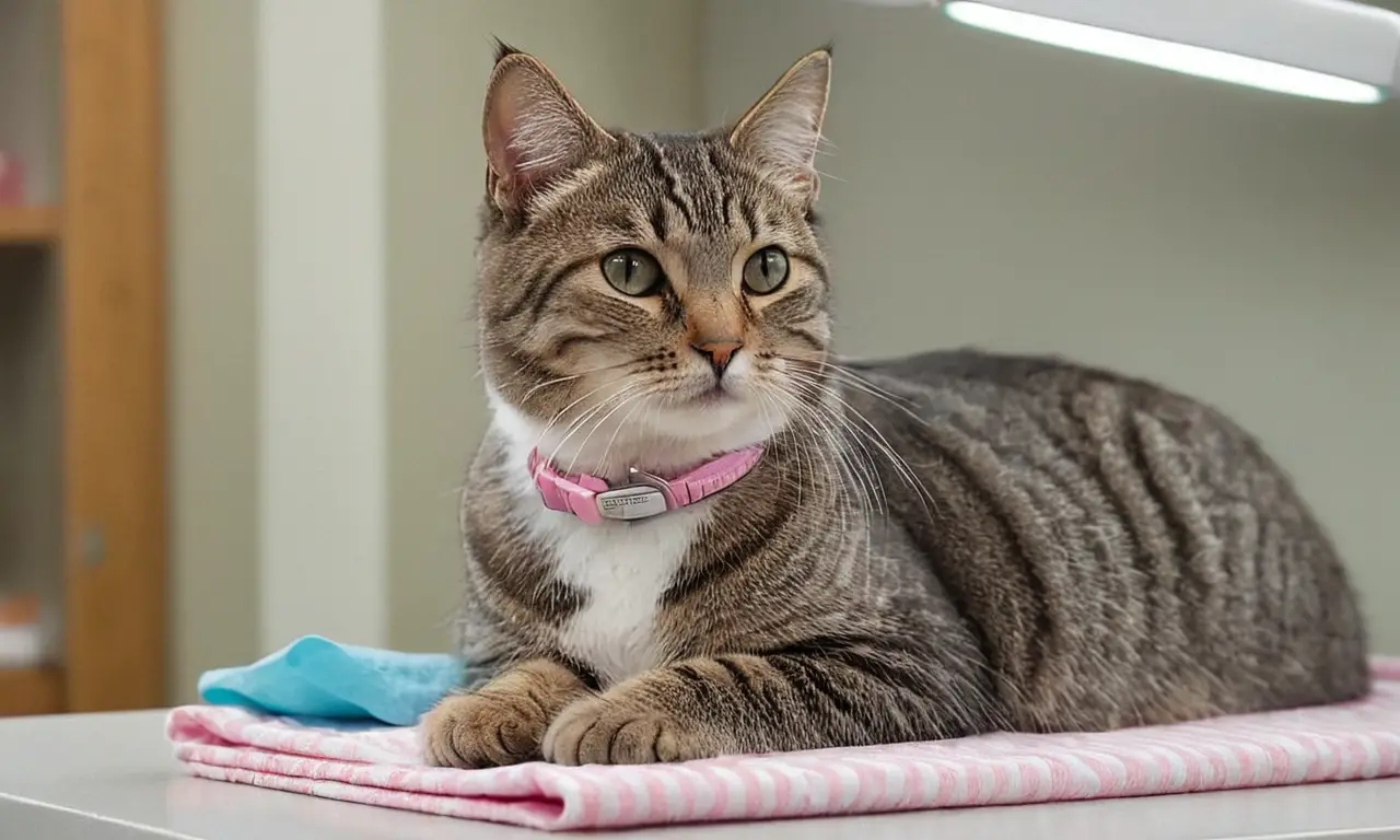 Gato en clínica veterinaria, cuidado y tranquilidad