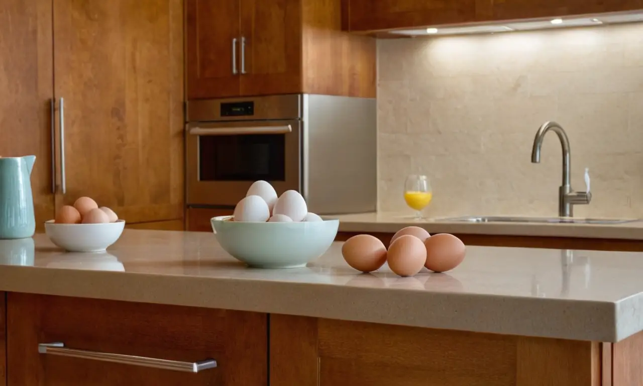 Cocina moderna y acogedora con huevos frescos