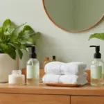 Baño iluminado y acogedor para el cuidado personal