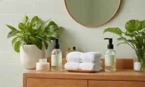 Baño iluminado y acogedor para el cuidado personal