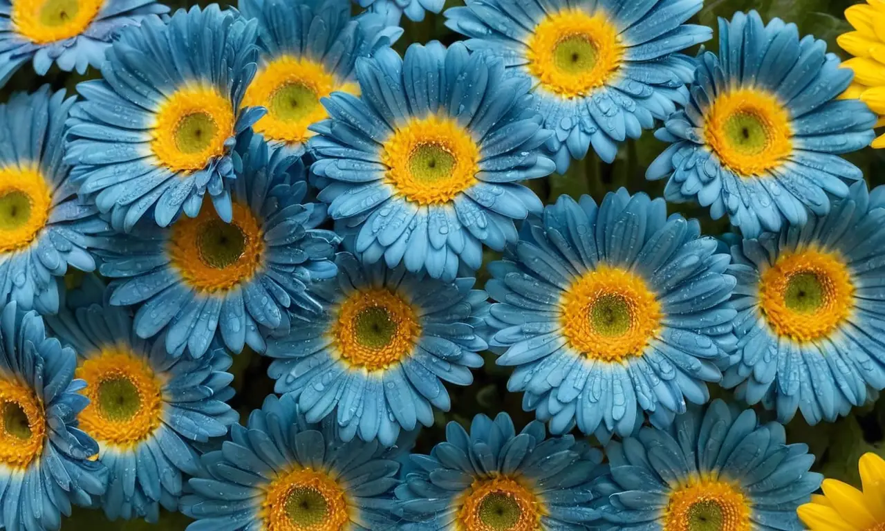Daisies azules vibrantes con fondo suave