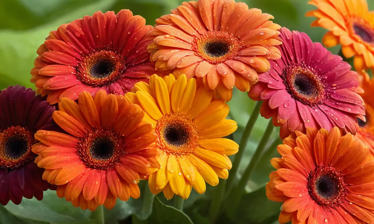 Coloridas gerberas brillan en un jardín vibrante