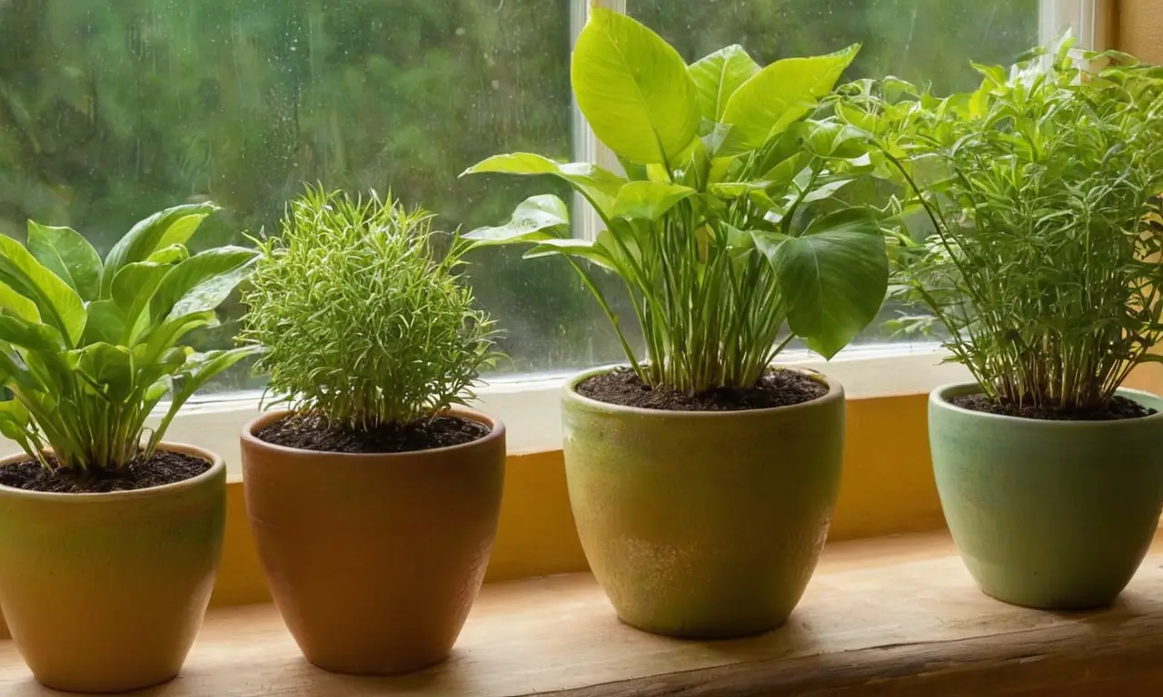 Luz suave y plantas vibrantes en armonía