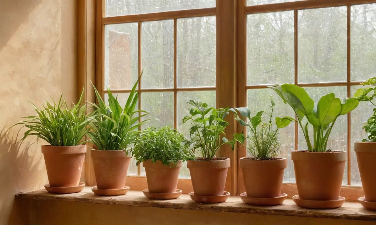 Espacio interior acogedor con plantas vibrantes