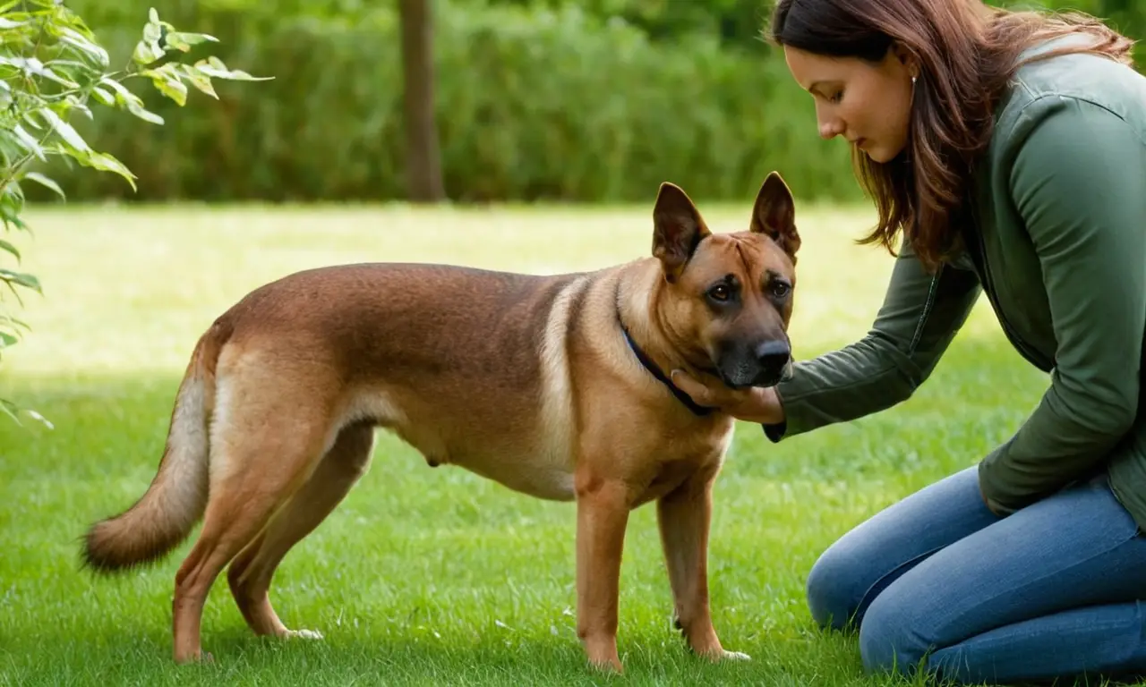 Dueño preocupado examina bulto en perro