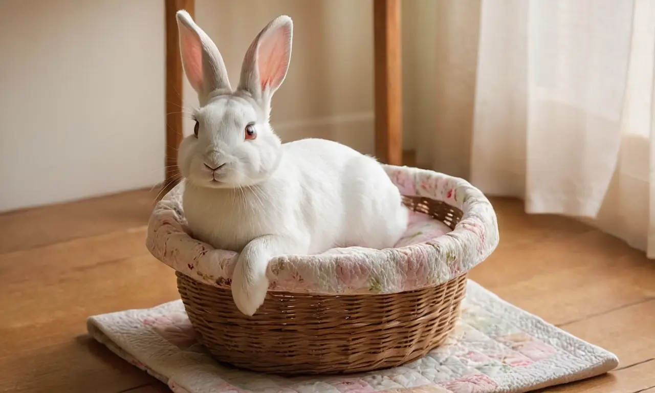 Un tranquilo cuarto con un conejo descansando