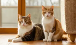 Dos gatos en serenidad y cálida luz