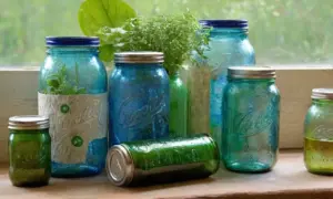 Mesa de madera con reciclaje y armonía